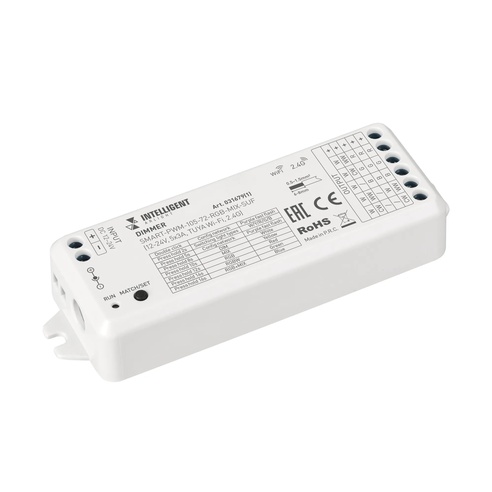 INTELLIGENT ARLIGHT Диммер SMART-PWM-105-72-RGB-MIX-SUF (12-24V, 5x3A, TUYA Wi-Fi, 2.4G) (IARL, IP20 Пластик, 5 лет)
