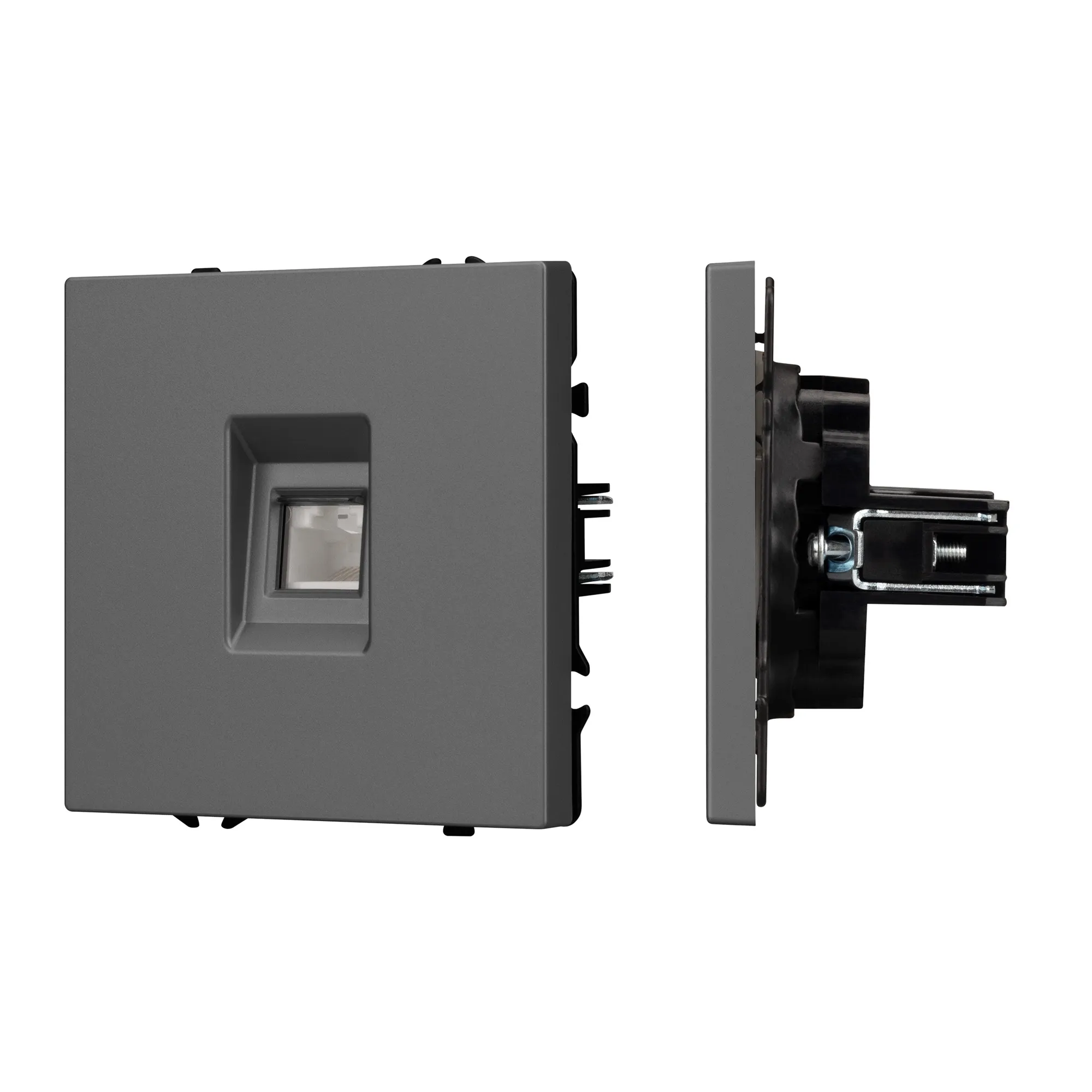 Механизм телефонной розетки SCT-NOBE-MTL1-SFPL-GR (RJ-11, 4C) (Arlight, Серый базальт) - изображение товара