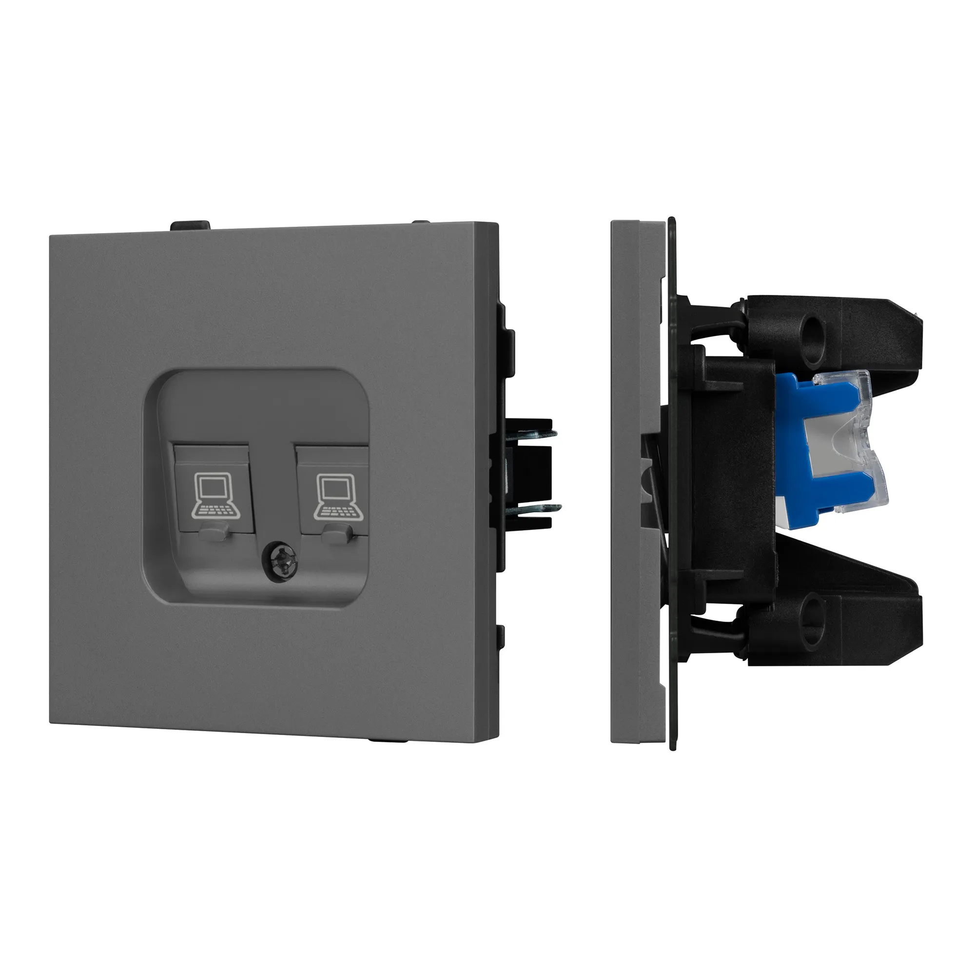 Механизм компьютерной розетки двойной SCT-TENDO-MPC2-SFPL-GR (RJ-45, CAT6) (Arlight, -)