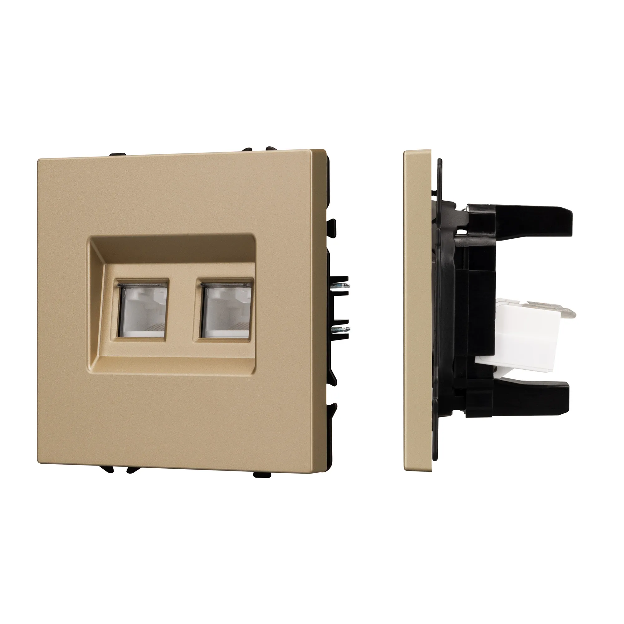 Механизм сдвоенной телефонной розетки SCT-NOBE-MTL2-SFPL-GD (RJ-11, 4C) (Arlight, Золотой песок) - изображение товара