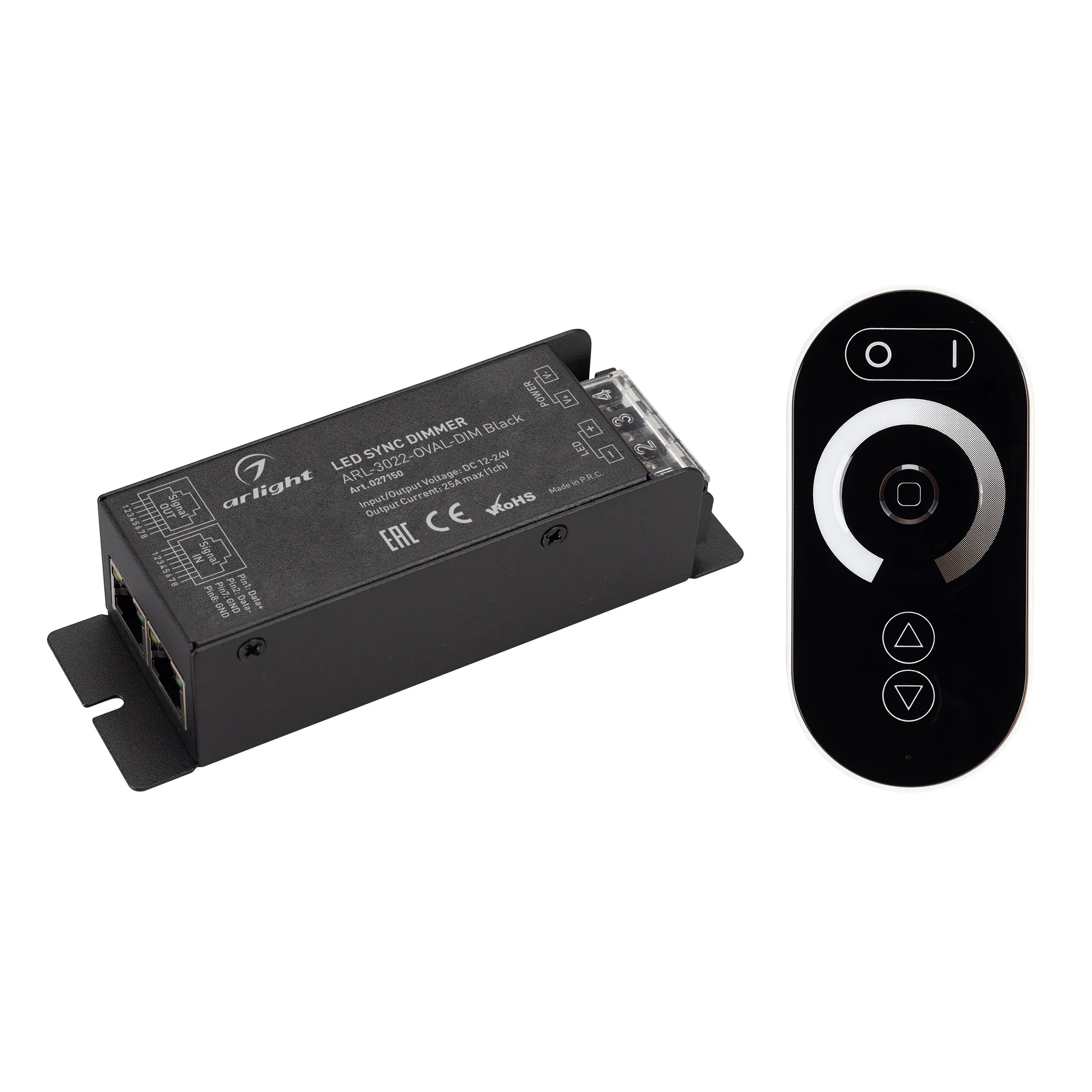 Диммер ARL-3022-OVAL-DIM Black (12-24V, 1x25A, ПДУ, RF) (Arlight, IP20 Металл, 2 года) - изображение товара