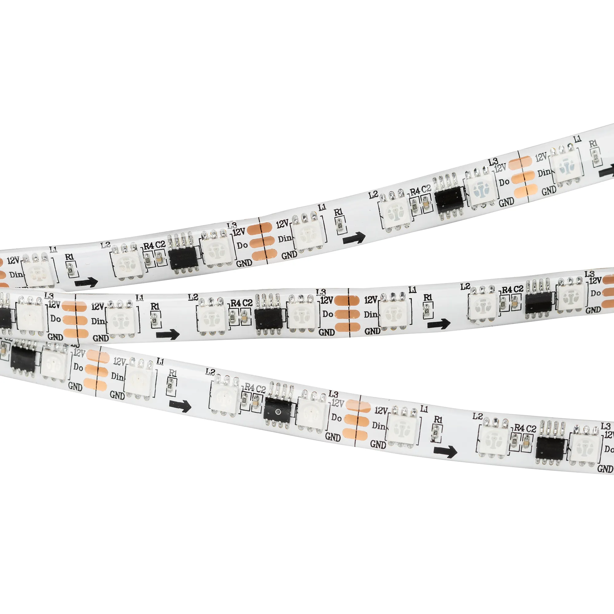 Лента светодиодная SPI-5000SE-5060-60 12V Cx3 RGB (10mm, 14.4W/m, IP65) (Arlight, Закрытый, IP65)