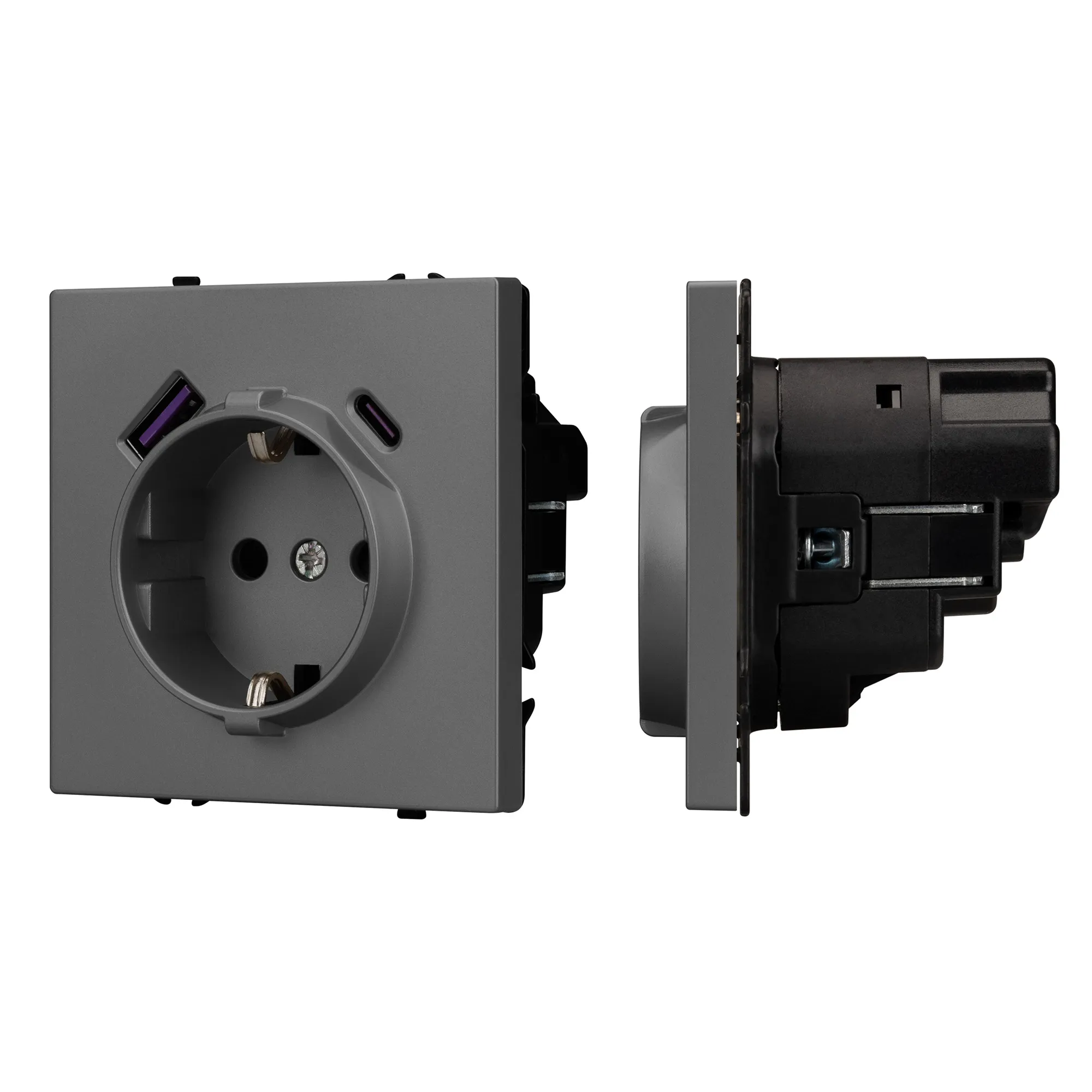 Механизм розетки с USB зарядкой SCT-NOBE-MUAC-SFPL-GR (230V, 16A) (Arlight, -)