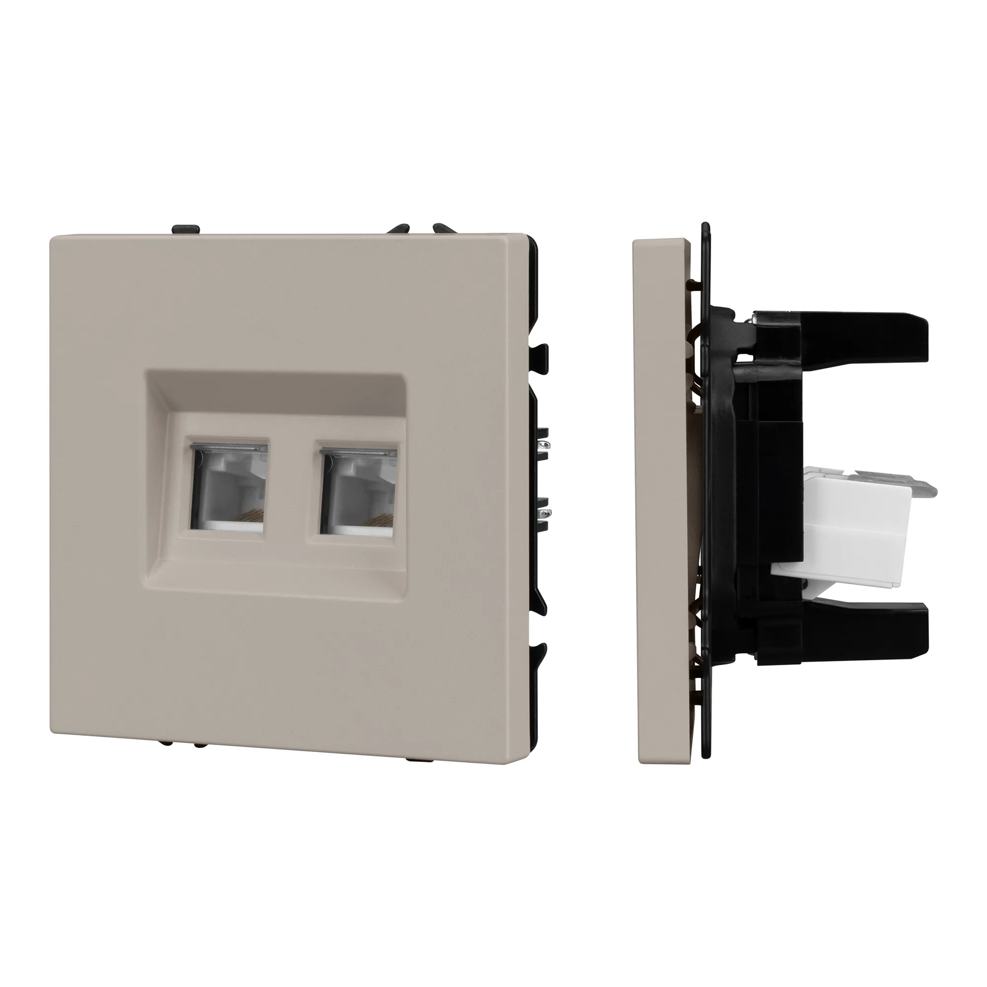 Механизм сдвоенной телефонной розетки SCT-NOBE-MTL2-SFPL-CA (RJ-11, 4C) (Arlight, Кашемир) - изображение товара
