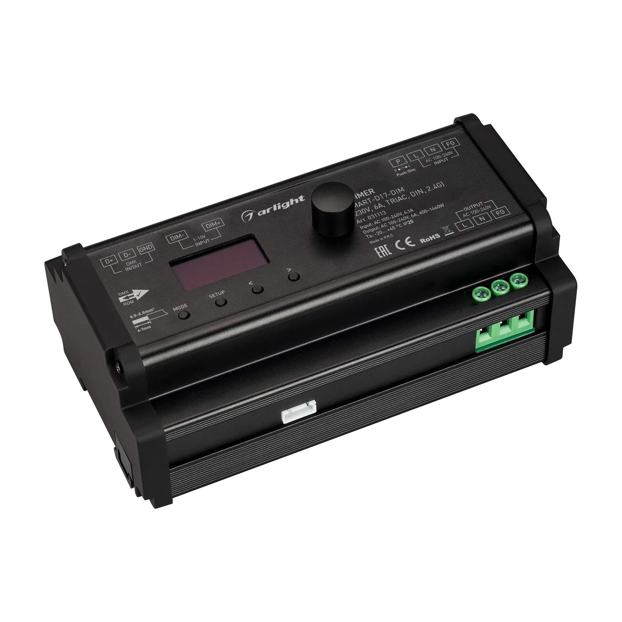 Диммер SMART-D17-DIM (230V, 6A, TRIAC, DIN, 2.4G) (Arlight, IP20 Пластик, 5 лет) - изображение товара